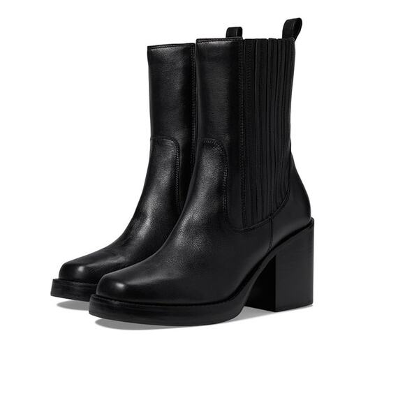 NWOB Seychelles Black Sweet Escape Leather Block Heel Square Toe Boots 11 - Picture 1 of 10